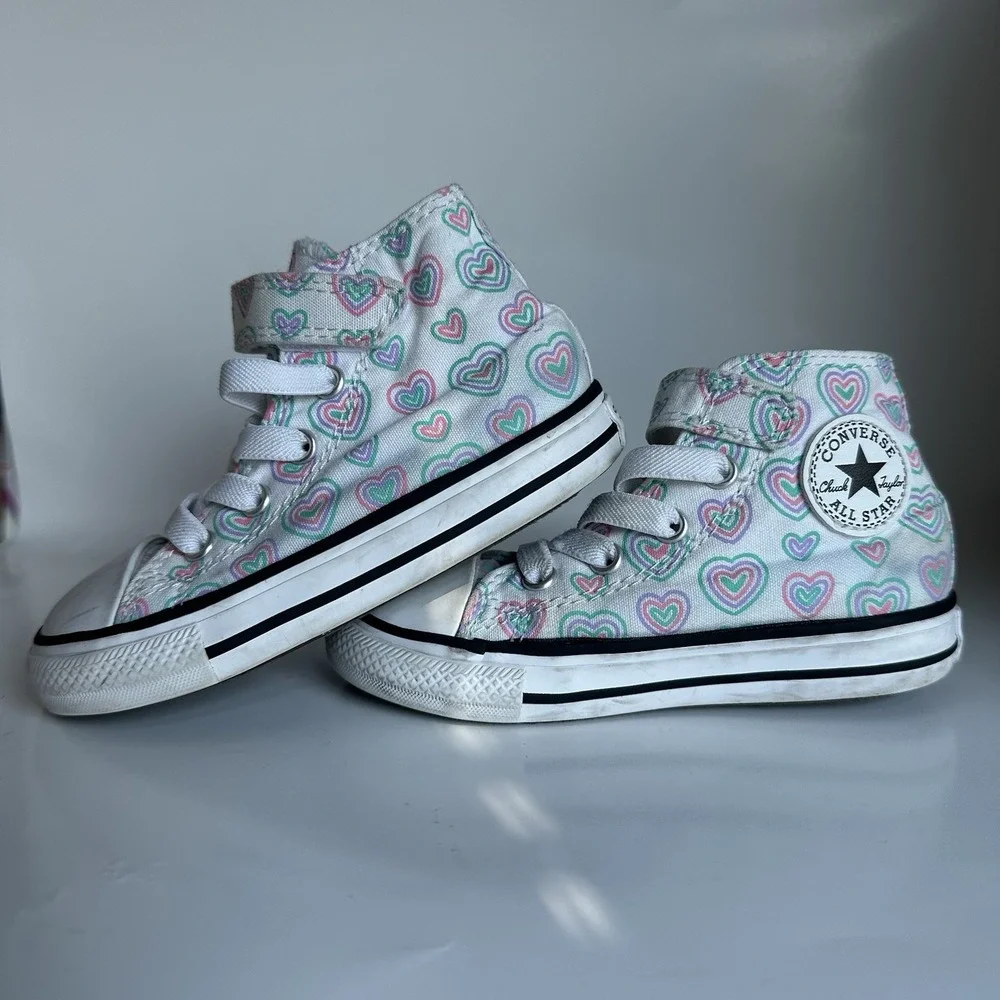 Converse Chuck Taylor Hi 'Colorful Hearts' Toddler Sneakers SZ 7 C Shoes Slip On